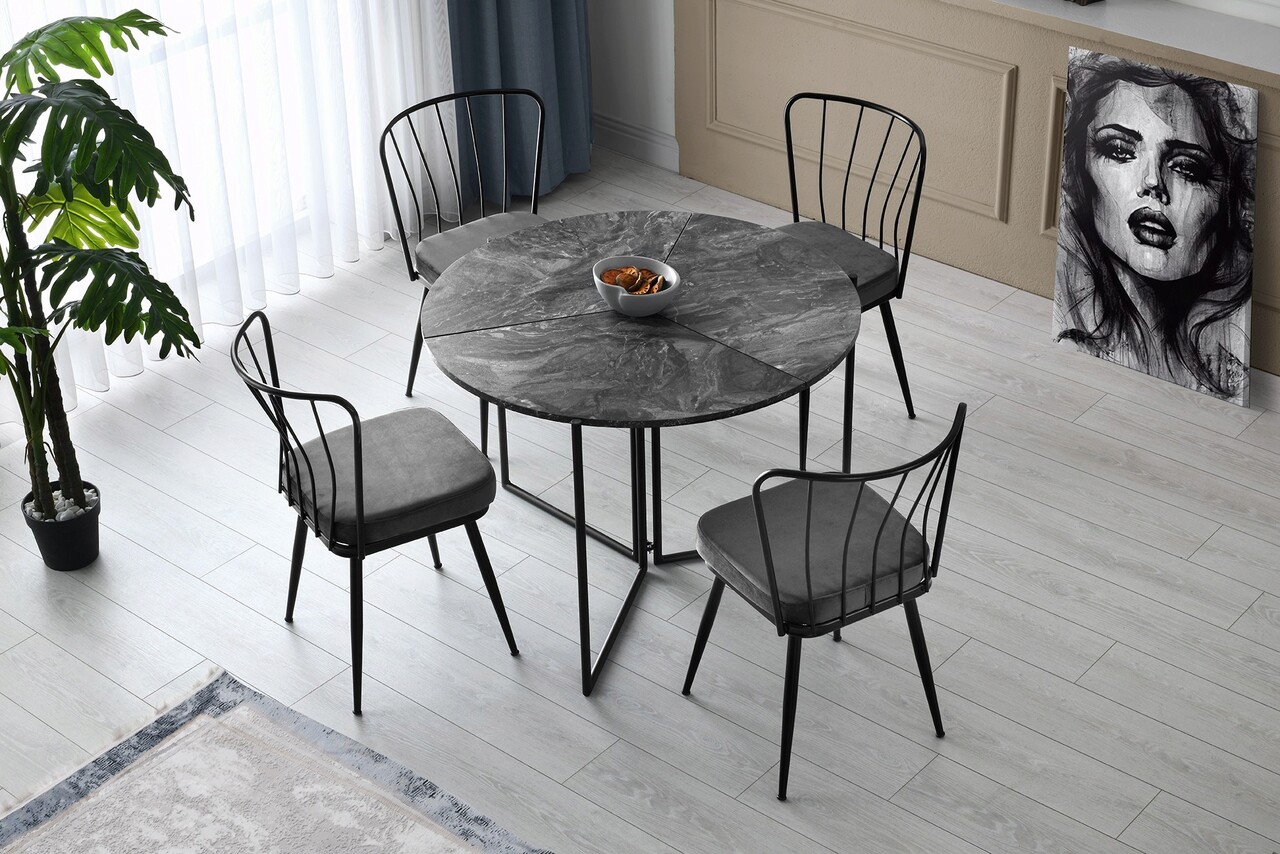 Masa, Hanah Home, Yaprak, 100x72x100 cm, Antracit - imagine 6